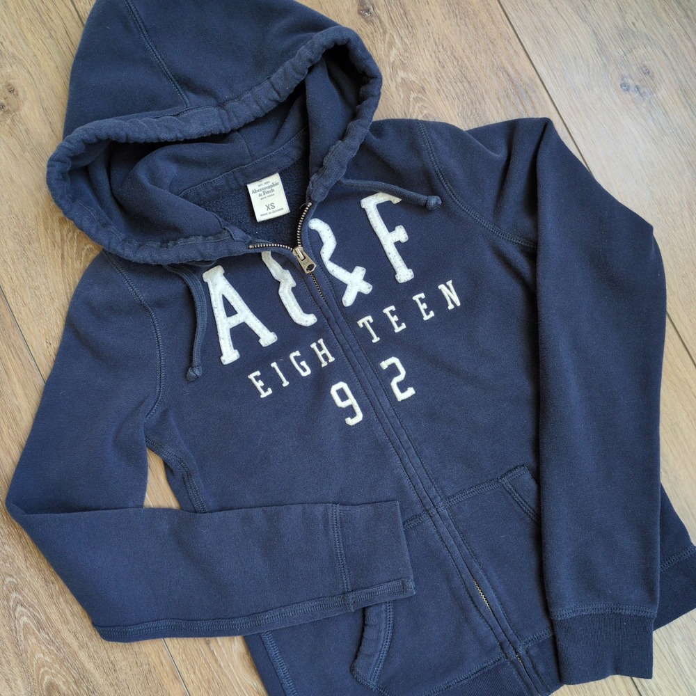 Abercrombie & Fitch A&F Full‎ Zipper Hoodie Jacket - Blue Eighteen 92 Juniors XS